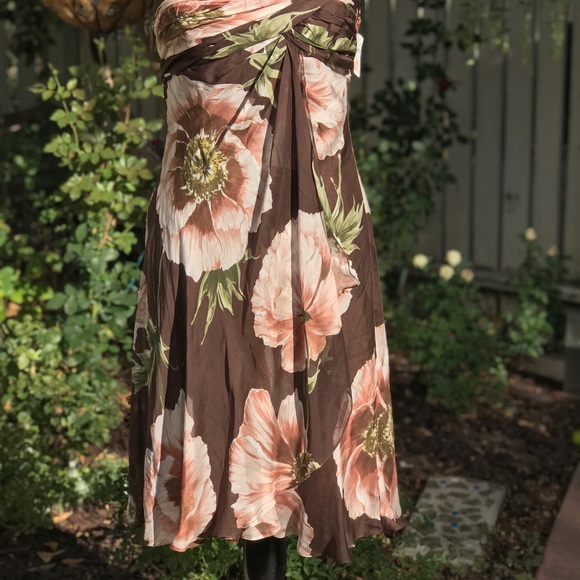 Carmen Marc Valvo Silk Floral Strapless Dress - Picture 2 of 5